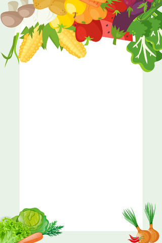 白色简约风蔬菜边框美食海报背景